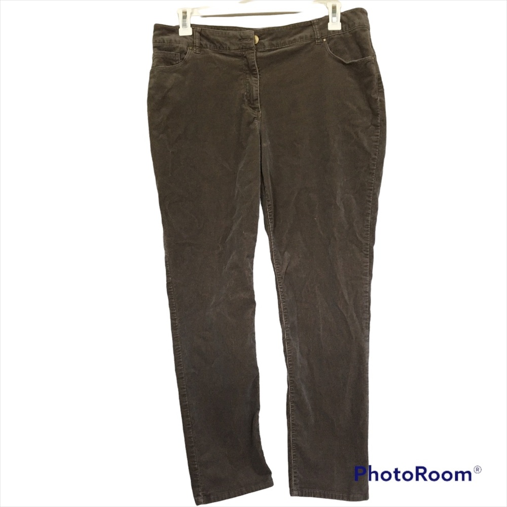 Chicos Womens Brown Corduroy Straight Leg  Pants Size 2.5/L14